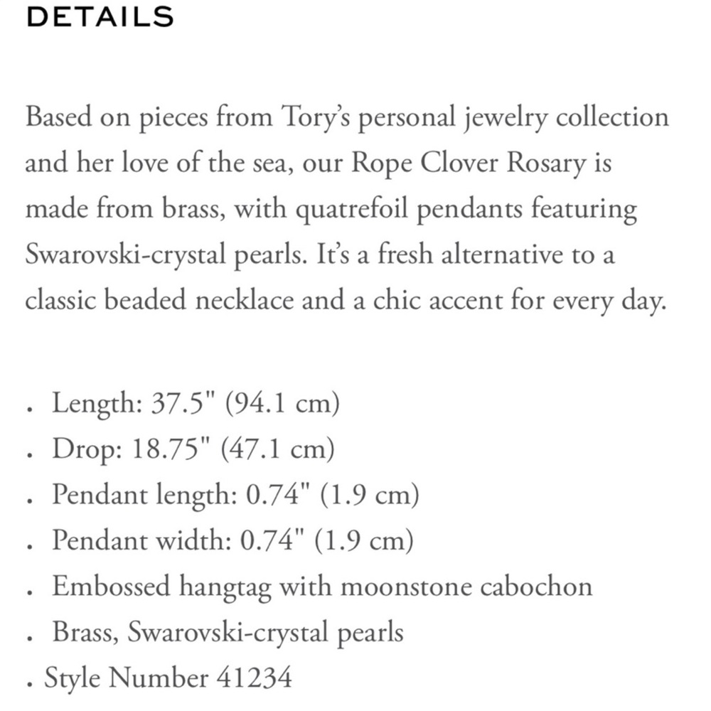 Tory Burch Rope Clover Rosary Pearl Necklace - Picture 8 of 8
